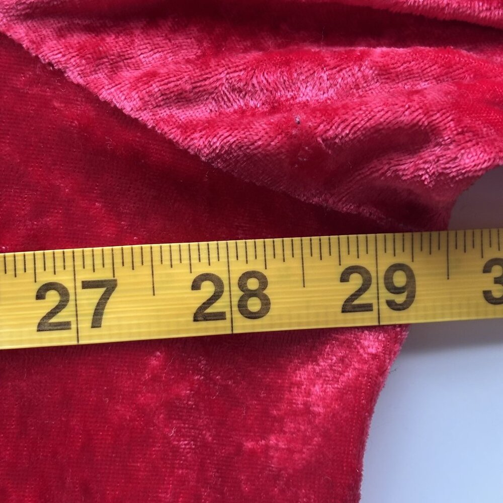 Vintage Cacique Red Crushed Velvet Long Sleeve Button-Up Tunic Made In Hong Kong - Picture 10 of 11
